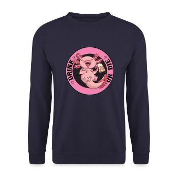 Saufen Bier Trinken - Kawaii Saufen - Unisex Pullover - Navy - Vorne - Alina (178cm) & Michal (187cm)