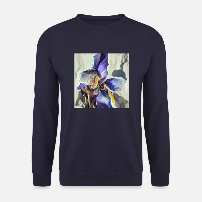 Lila Irisblume in voller Blüte - Unisex Pullover - Navy
