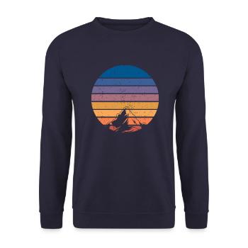 Berg Vintage Sunset - Unisex Pullover - Navy - Vorne - Alina (178cm) & Michal (187cm)