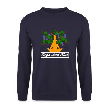 Yoga And Wine - Yoga und Wein - Unisex Sweatshirt - navy - Front - Alina (178cm) & Michal (187cm)