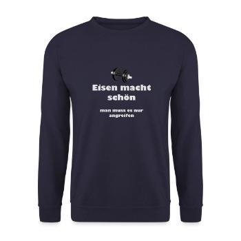 Eisen macht schön - Unisex Pullover - Navy - Vorne - Alina (178cm) & Michal (187cm)