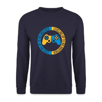 Leveling up big brother - Unisex Sweatshirt - navy - Front - Alina (178cm) & Michal (187cm)