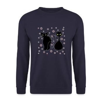 Katzen - Unisex Pullover - Navy - Vorne - Alina (178cm) & Michal (187cm)