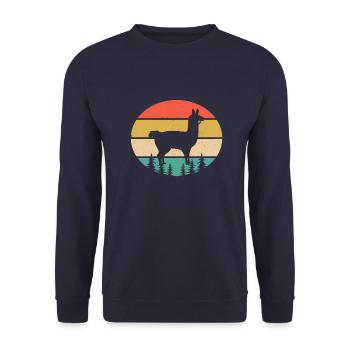 lama vintage rétro - Sweat-shirt Unisexe - marine - Devant - Alina (178cm) & Michal (187cm)