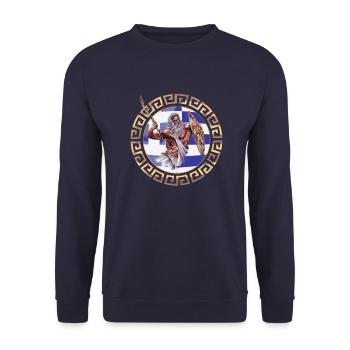 Greek flag ornament Zeus - Unisex Sweatshirt - navy - Front - Alina (178cm) & Michal (187cm)