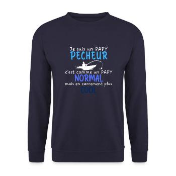 Je suis papy pêcheur comme papy normal plus cool - Sweat-shirt Unisexe - marine - Devant - Alina (178cm) & Michal (187cm)