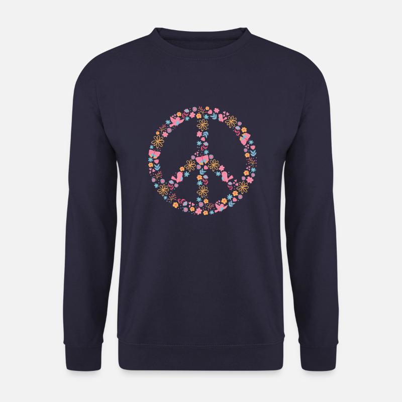 Peace Floral - Unisex Pullover - Navy