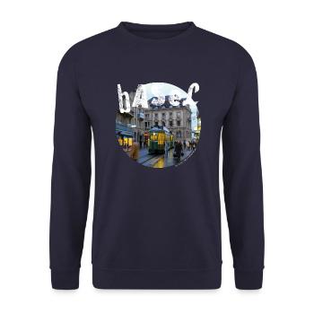 Basel-Shirt - Unisex Pullover - Navy - Vorne - Alina (178cm) & Michal (187cm)