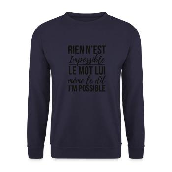 Rien n'est impossible - Sweat-shirt Unisexe - marine - Devant - Alina (178cm) & Michal (187cm)