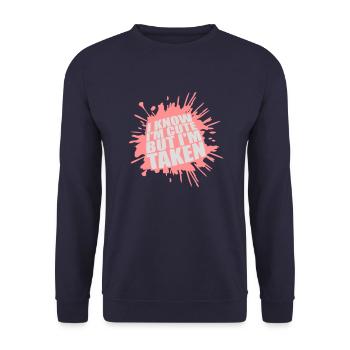 cute but taken quote - Unisex Sweatshirt - navy - Front - Alina (178cm) & Michal (187cm)