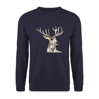 Hirsch - Unisex Pullover - Navy - Vorne - Alina (178cm) & Michal (187cm)