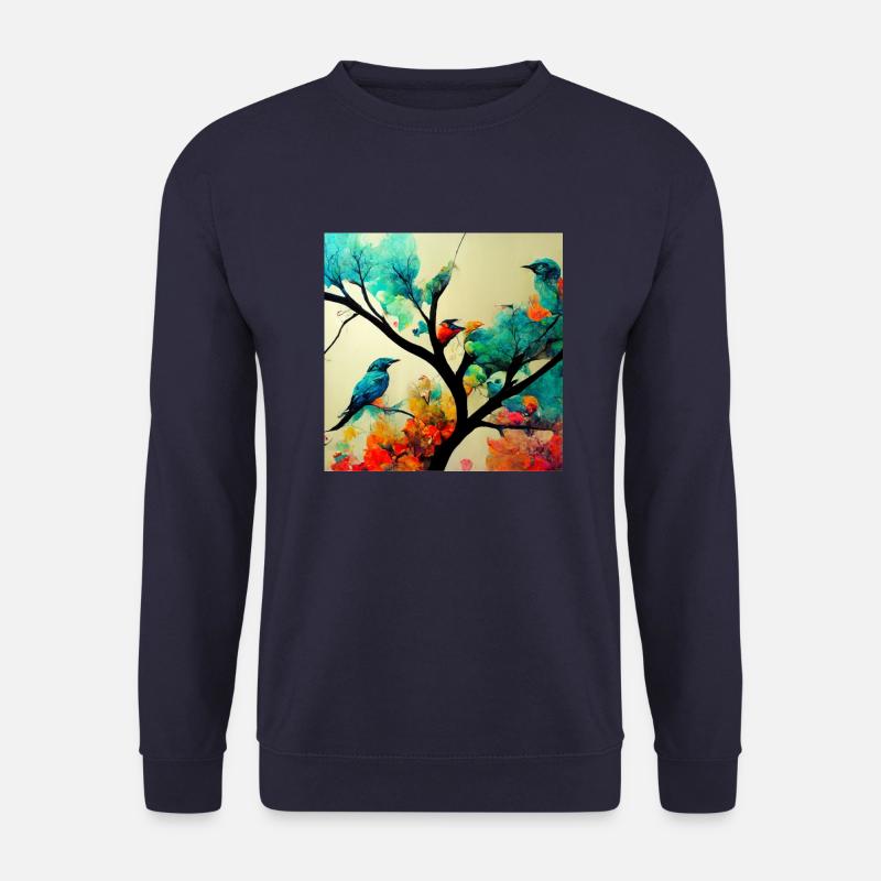 Birds Sitting on tree - Unisex Sweatshirt - navy