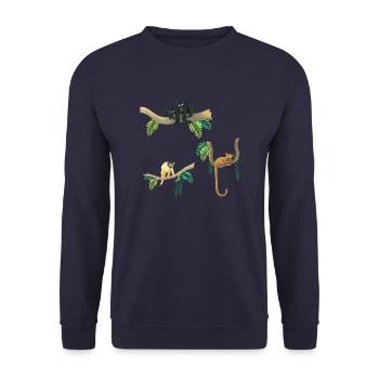 lustige Affen - Unisex Pullover - Navy - Vorne - Alina (178cm) & Michal (187cm)