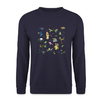 die drei Forscher in Brasilien - Unisex Pullover - Navy - Vorne - Alina (178cm) & Michal (187cm)