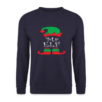 Mr Elf Christmas - Unisex Pullover - Navy - Vorne - Alina (178cm) & Michal (187cm)