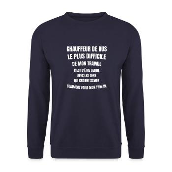 chauffeur de bus - Sweat-shirt Unisexe - marine - Devant - Alina (178cm) & Michal (187cm)