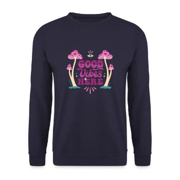 Godd vibes champi - Sweat-shirt Unisexe - marine - Devant - Alina (178cm) & Michal (187cm)