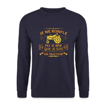 je ne ronfle pas je rêve que je suis un tracteur - Sweat-shirt Unisexe - marine - Devant - Alina (178cm) & Michal (187cm)