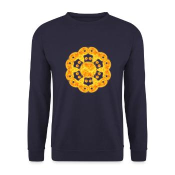 Fire Mandala born from Yin & Yang - Unisex Sweatshirt - navy - Front - Alina (178cm) & Michal (187cm)