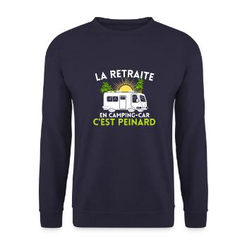 Camping car retraite Cadeau Humour - Sweat-shirt Unisexe - marine - Devant - Alina (178cm) & Michal (187cm)