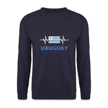 Uruguay Football 2022 heartbeat Uruguay - Unisex Sweatshirt - navy - Front - Alina (178cm) & Michal (187cm)