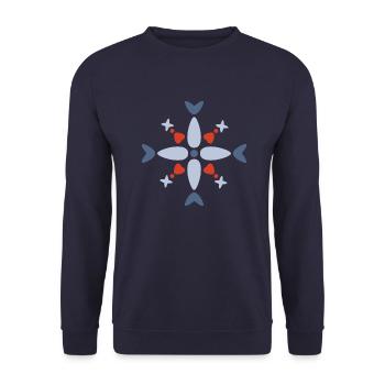 Nordisches Motiv - Unisex Pullover - Navy - Vorne - Alina (178cm) & Michal (187cm)