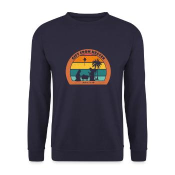 Christmas Nativity with Jesus - Gift From Heaven - Unisex Sweatshirt - navy - Front - Alina (178cm) & Michal (187cm)