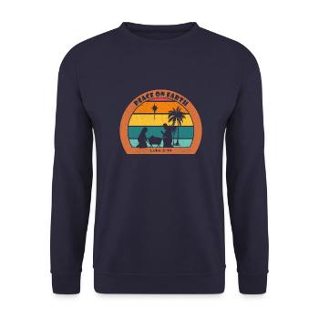 Christmas Nativity with Jesus - Peace On Earth - Unisex Sweatshirt - navy - Front - Alina (178cm) & Michal (187cm)