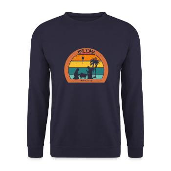 Christmas Nativity with Jesus - Joy Y’all - Unisex Sweatshirt - navy - Front - Alina (178cm) & Michal (187cm)