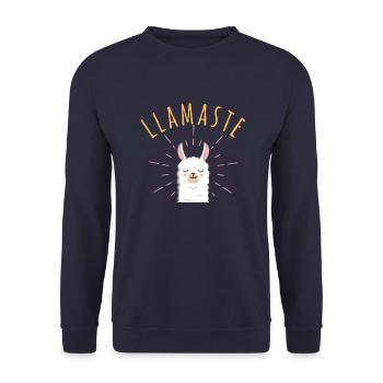 Lustiges Weihnachtsgeschenk vom Alpaka Lama - Unisex Pullover - Navy - Vorne - Alina (178cm) & Michal (187cm)