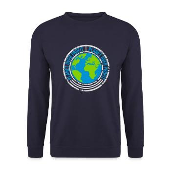 planet over profit quote - Unisex Sweatshirt - navy - Front - Alina (178cm) & Michal (187cm)