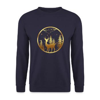 Frohe Weihnachten Weihnachten Weihnachten Urlaub Winter Santa Nordic - Unisex Pullover - Navy - Vorne - Alina (178cm) & Michal (187cm)