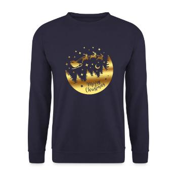 Merry Christmas Christmas xmas holiday winter santa nordic - Unisex Sweatshirt - navy - Front - Alina (178cm) & Michal (187cm)