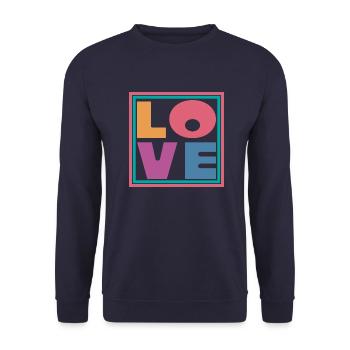 Cool Colorful Love Square Gift Men Women & Kids - Unisex Sweatshirt - navy - Front - Alina (178cm) & Michal (187cm)