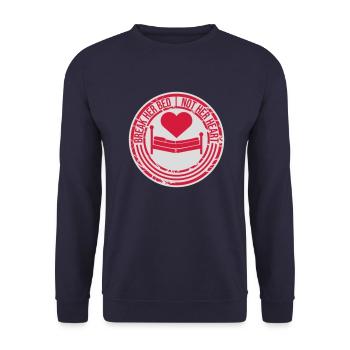 break her bed Zitat - Unisex Pullover - Navy - Vorne - Alina (178cm) & Michal (187cm)