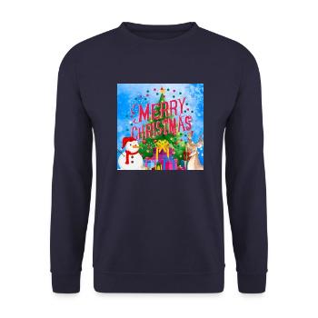 Merry Christmas, Christmas - Unisex Sweatshirt - navy - Front - Alina (178cm) & Michal (187cm)