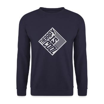 therapy is cool Quote - Unisex Sweatshirt - navy - Front - Alina (178cm) & Michal (187cm)