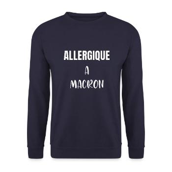Allergique à Macron - Sweat-shirt Unisexe - marine - Devant - Alina (178cm) & Michal (187cm)