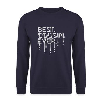 best cousin ever Zitat - Unisex Pullover - Navy - Vorne - Alina (178cm) & Michal (187cm)