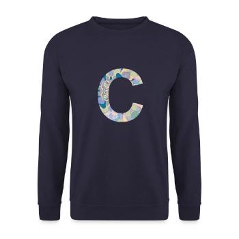 Letter C in mandala - Unisex Sweatshirt - navy - Front - Alina (178cm) & Michal (187cm)