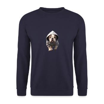 Chien avec sweat à capuche - Sweat-shirt Unisexe - marine - Devant - Alina (178cm) & Michal (187cm)