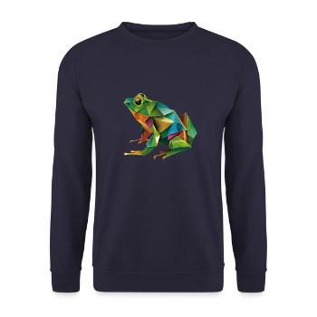 Origami Geometrie Frosch bunt modern arty - Unisex Pullover - Navy - Vorne - Alina (178cm) & Michal (187cm)
