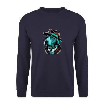 Labrador Pop Art Detective Dog in Suit - Unisex Sweatshirt - navy - Front - Alina (178cm) & Michal (187cm)