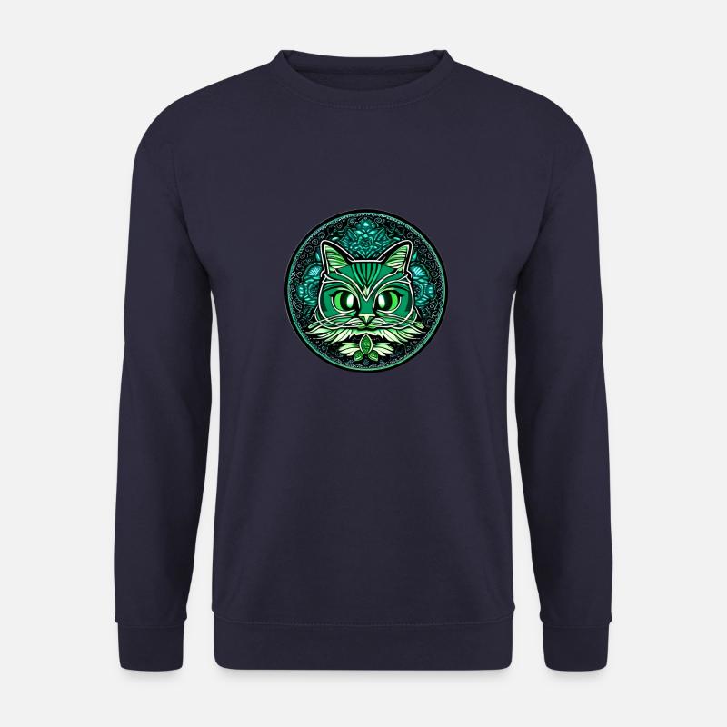 Mandala und Katze - Unisex Pullover - Navy
