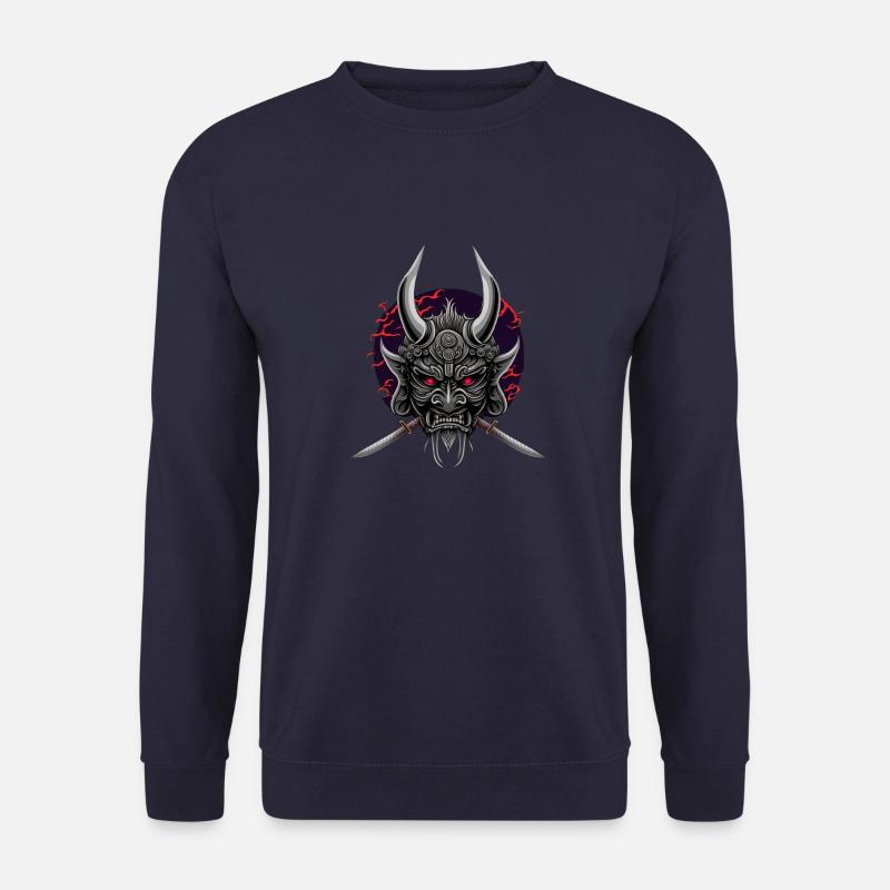 Japanische Oni Dämonenmaske - Böse mythische - Unisex Pullover - Navy