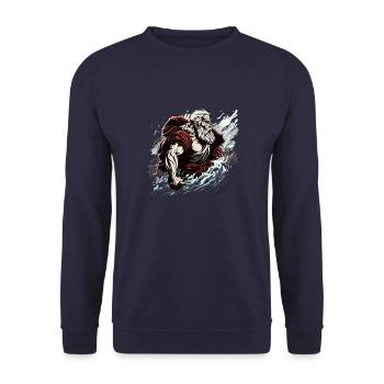 Anime Moses Prophet Teilung des Meeres - - Unisex Pullover - Navy - Vorne - Alina (178cm) & Michal (187cm)