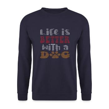Life is better with a Dog - Unisex Pullover - Navy - Vorne - Alina (178cm) & Michal (187cm)