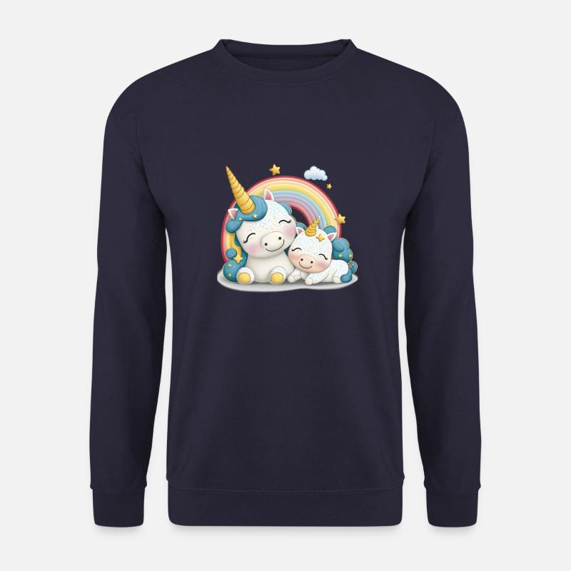 Einhorn zwei Einhörner Einhornshirt Schlafshirt - Unisex Pullover - Navy