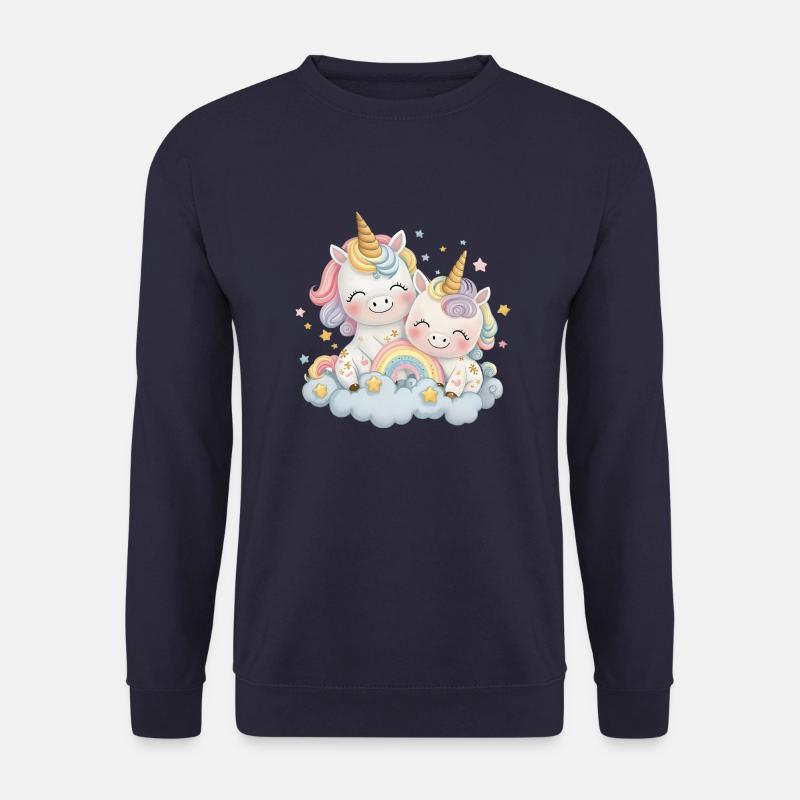 Einhorn zwei Einhörner Einhornshirt Regenbogen - Unisex Pullover - Navy