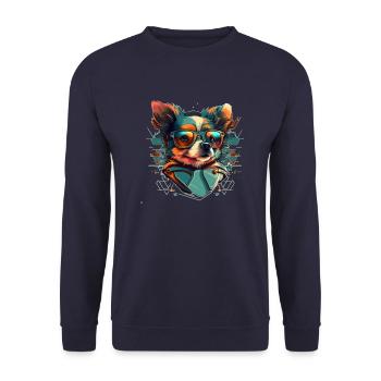 Chihuahua hipsters with sunglasses in trend - Unisex Sweatshirt - navy - Front - Alina (178cm) & Michal (187cm)